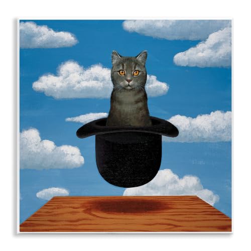 Stupell Industries Surreal Grey Cat Floating Hat Cloudy Sky, Design by Chameleon Design, Inc.