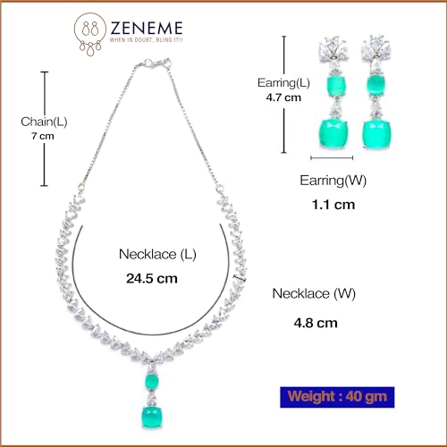Square American Diamonds Necklace Set