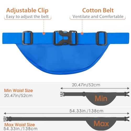 Image of Large Fanny Pack for Women Men - Syican Waist bag with 3-Zipper Pockets Light blue