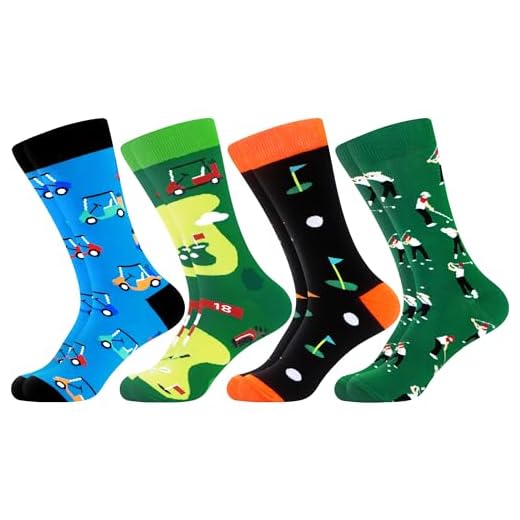 Golf Socks - Cushioned And Breathable Golf Socks | Golf Accessories WeciBor Men's Colorful Funny Novelty Casual Combed Cotton Crew Golf Socks Gift - 4 Pack - Size 10-13