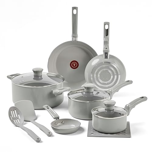 La Mejor Lista de Bateria T Fal Walmart - 5 favoritos. 47 T-Fal Juego de sartenes y ollas antiadherentes Refresh de cerámica, 12 piezas, fabricado sin PFOA y PTFE, apto para horno, C486SC64