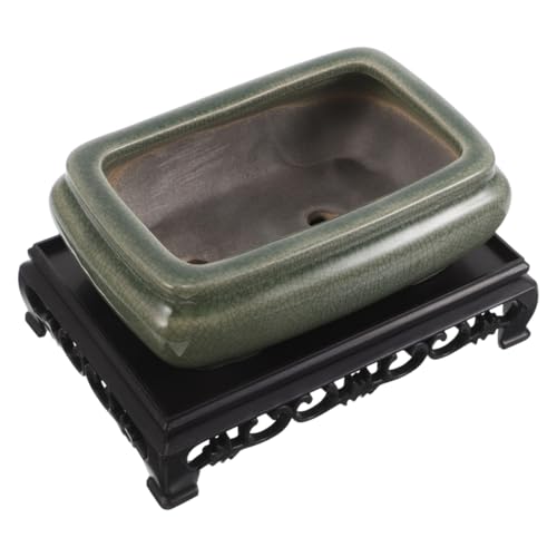 CLISPEED Maceta de cerámica para bonsái, maceta rectangular de cerámica, cuenco decorativo plano, maceta china para plantas acuáticas suculentas, adecuado para varios
