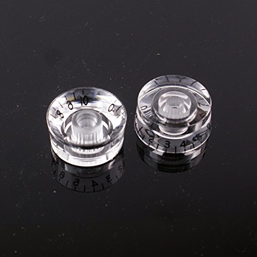 4X Universal Lp Style Guitar Speed Knobs,Crystal Clear/Black Type #TOP3