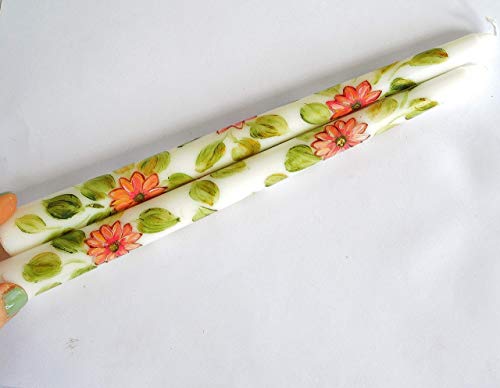 Decorative Dripless Hand Painted Peach Pink Gerbera Daisy Flower Taper Candles Floral Spring Decor Decorations #TOP4