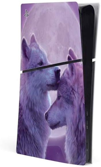 Skinit Decal Gaming Skin Compatible with PS5 Slim Digital Edition Console - Officially Licensed Loving Wolves by Vincent HIE Design