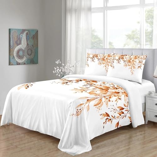 Housse de couette blanche Queen Size avec ses deux taies d'oreiller à motif de fleurs - 4