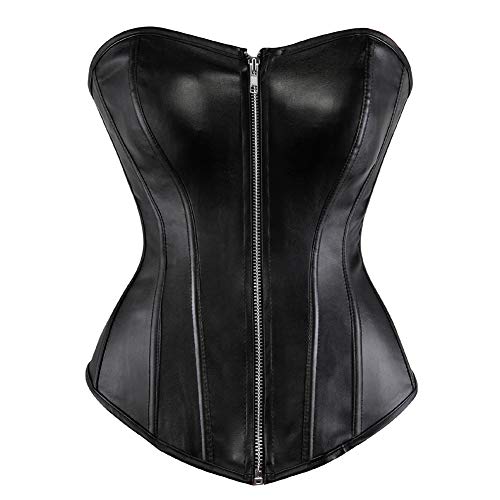 Grebrafan Exclusive Corsage Kunstleder Korsett Reißverschluss Bustier Große Größen (EUR(44-46) 4XL, Schwarz) Cover