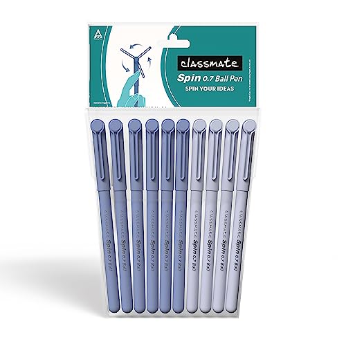 Classmate Blue Twist Ballpoint Pens, Pack of 10, Attractive Pastel Shades for Boys and Girls, Smooth Writing with Clip Design, Long Tip for Comfortable Writing