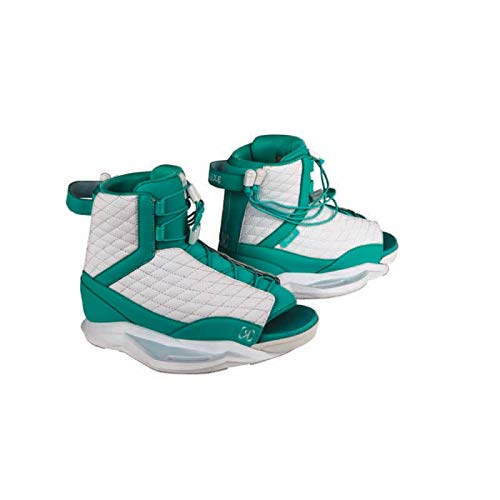 Ronix Women's Wakeboard Bindings Luxe Boot - White/Turquoise - 6-8.5 (2019)