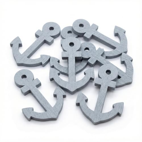 edelkern 100x Holz Anker Streudeko Maritim Grau (4cm) Dekoanker für Tischdeko Hochzeit, Taufe & Kommunion – Maritime Deko zum Basteln & Kleben