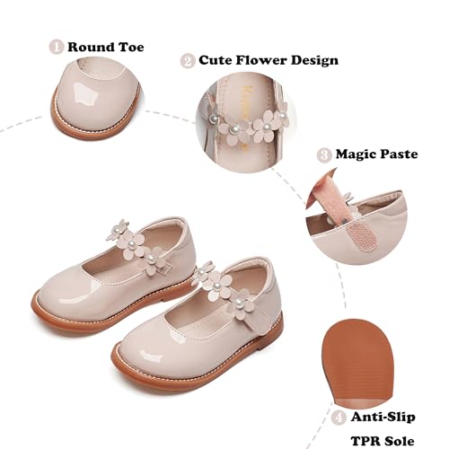 Image of Kiderence Toddler Girl Mary Jane School Uniform Dress Shoes Oxford Flats | Wide Toe Box Great Comfort for Student Shoe and Flower Girl Shoe for Wedding, Parties, Church