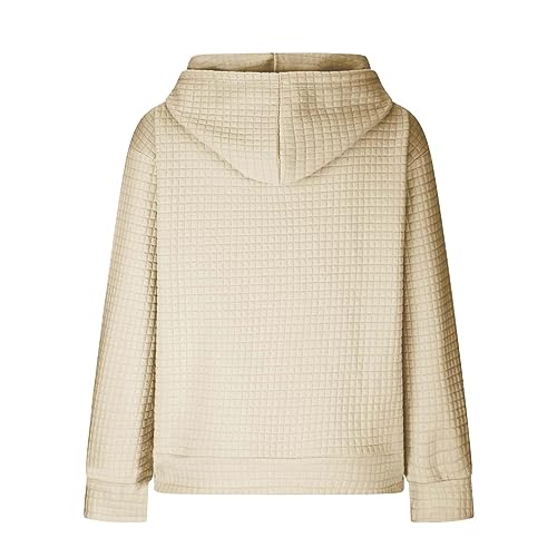 Generic Womens Comfort Hoodies for Anxiety Casual Long Sleeve Drawstring Waffle Pullover Loose Hooded Sweatshirt with Pocket - Image 6