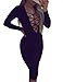 Allegrace Women Sexy Long Sleeve Autumn Warm Stretch Bodycon Party Bandage Dresses M Black