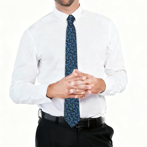 Image of Floral Ties for Men Satin Mens Tie Flower Printed Neck Tie Wedding Party Business