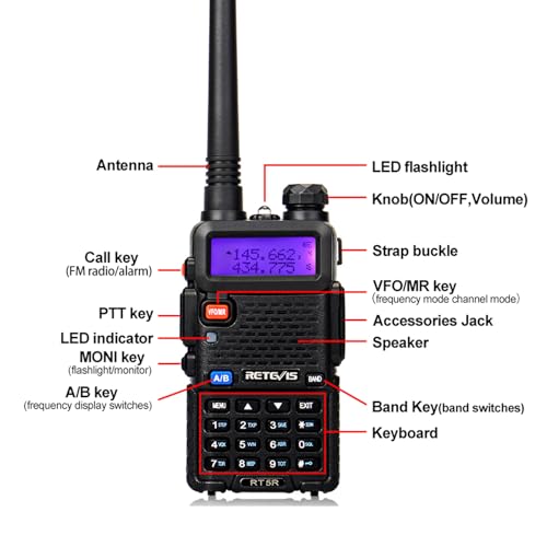 Walkie Talkie Retevis RT5R Evita Ruidos con Auricular Transparente PTT 2