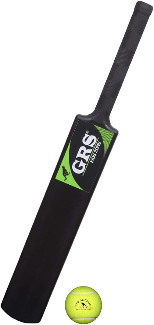 GRS Super Plastic Junior Cricket Bat (Size 3, Age 6-10 Year Old Kids) & 1 Tennies Ball