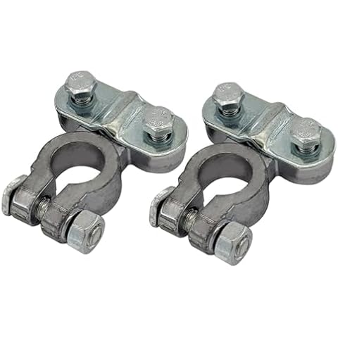 Ampper Heavy Duty Lead Alloy Military Spec Battery Terminal Ends, Top Post Battery Terminals Clamp Set for Marine Car Boat RV Vehicles (1 Pair Same Terminal) Cover