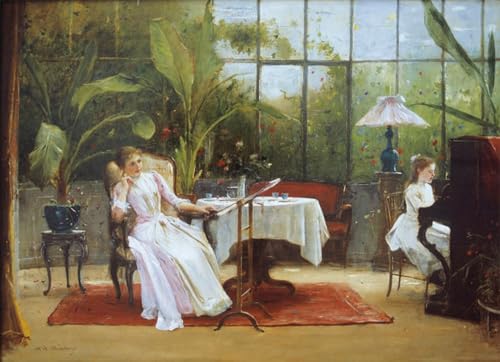 Cuadro Pintura Murales Decor Interior Lienzo Chica al Piano 60x90cm 1