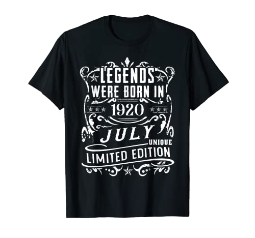 Cumpleaños Julio 1920 Edición Limitada Regalo Legend July Camiseta