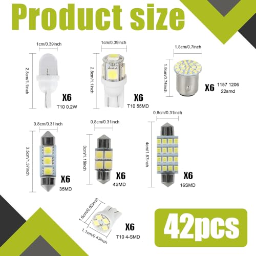 Kit de 42 luces LED interiores para auto blanco brillante miniatura 2