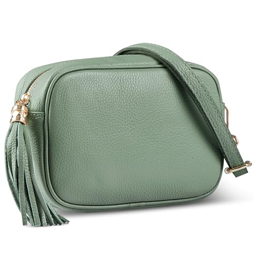 TAKEASY Italian Genuine Leather Crossbody Bag for Women with Zipper,