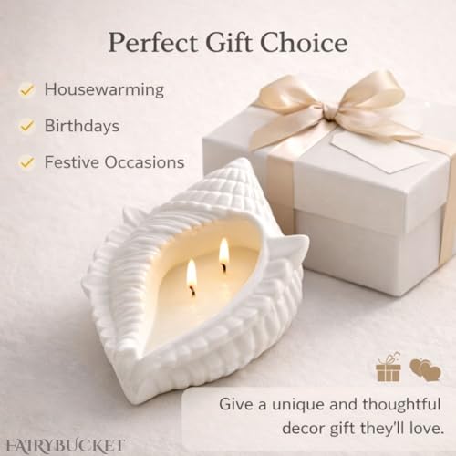 Image of Shell Candle - Aesthetic Seashell Soy Wax Blend Candle with Double Wick | Decorative Coastal Home Decor for Living Room, Bedroom & Coffee Table | Unique Gift (Pack of 1)