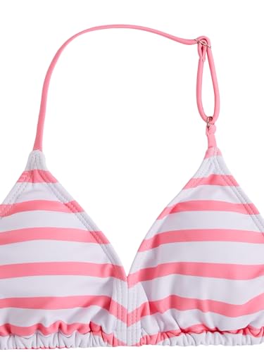 Image of RoseSeek Girl's 3 Piece Cute Bowknot Bathing Suit Halter Triangle High Waisted Swimsuit with Beach Cover Up Skirt