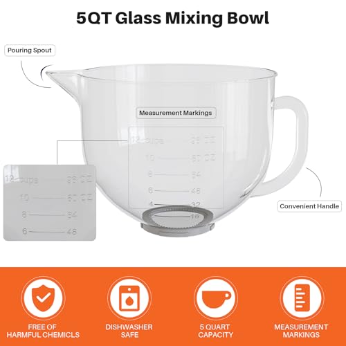 Tazón de vidrio compatible con KitchenAid 4.5 y 5 cuartos miniatura 3