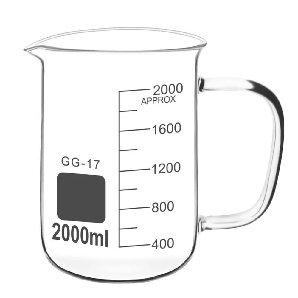 1 pz 50 ml 100 ml 250 ml 500 ml 1000 ml Laboratorio Becher in vetro borosilicato ad alta densità con manico Bilancia Misurino Attrezzatura da laboratorio(500mL)
