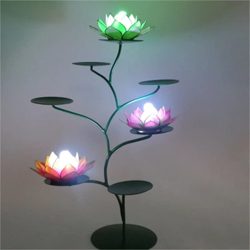 Display für 7 Chakra Lotus-Kerzenhalter grün - 49x32 cm