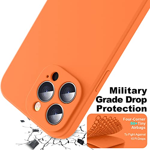 Ktele Compatible With Iphone 14 Pro Case, Ab-Grade Liquid Silicone Case, [Four Corner 50+Tiny Airbags Shockproof] [Soft Microfiber Lining Anti-Scratch] Camera All-Round Protection Case-Bright Orange #TOP3