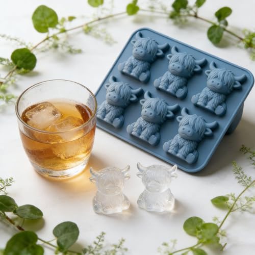 Highland Cow Ice Cube Tray, 3D Highland Cow Ice Cube Mold, 6 Cavity Food Grade Silicone Tray for Whiskey and Cocktails, Reusable Mini HighlandCow Gifts for Farmhouse Kitchen Accessories (1PCS) - Image 3