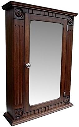 Rosette Dark Walnut Medicine Cabinet/Solid Wood & Handmade/Surface Mount