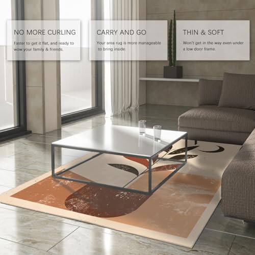 Tapis de salon 180x270cm style nordique moderne à motif plantes vintage
