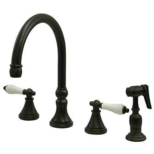 Kingston Brass KS2795PLBS 8-Inch Deck Mount Kitchen Faucet with Brass Sprayer, Oil Rubbed Bronze by Kingston Brass - Used condition - CA$299.62