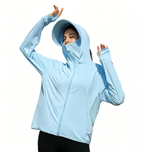 INOGIH Womens UPF 50+ Sun Protection Hoodie Jacket Breathable and Cool Long Sleeve Zip Front Sun Protection Jacket