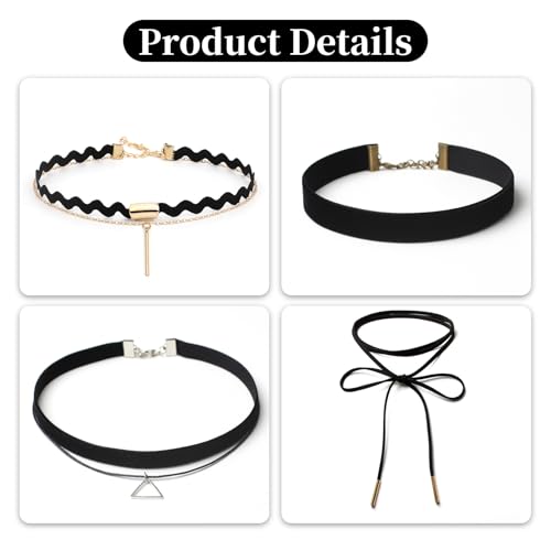 10 Stück Choker Kette Damen Set,Choker Halskette Schwarze,Samt Leder Halsband Velvet Collier Joker Kette,Gothic Classic Kropfband Tattoo,Spitze Necklace Schmuck Geschenk für Frauen Mädchen Teenager