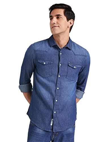 Image of Amazon Brand - INKAST Men's Slim Shirt (AZ-INK-RFS-DN-04 Dark Blue 3 2XL)