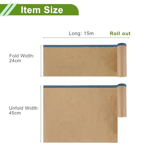 Image of Pre-Taped Masking Paper Automotive Paint Masking Paper Kraft Paper Natural Fiber Material 1 Pc 1500x45cm / 49.21ftx17.72 inch Brown Blue