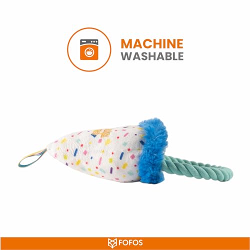 Image of BarkButler x FOFOS Birthday Hat Plush Dog Toy - Multicoloured, Squeaky Toys with Rope, Soft Toys for Dogs,for Small Dogs and Medium Dog Breeds (0-20kgs)