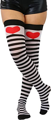 Image of ToBeInStyle Women's Opaque Hosiery Thin Striped Thigh High Long Stocking