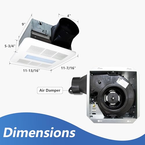 Awoco 90 CFM Bathroom Exhaust Fan with LED Light, 0.8 Sone, 4-Inch Duct by Awoco - Used condition - Image 2