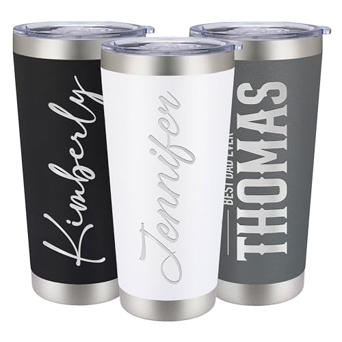 Personalized 30oz Tumbler with Engraved Name | White Stainless Steel
