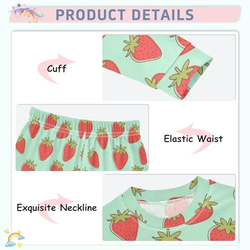 ALAZA Strawberry Fruit Lovely 2 Piece Pajama Set Long Sleeve Top and Pants Sleepwear Unisex4