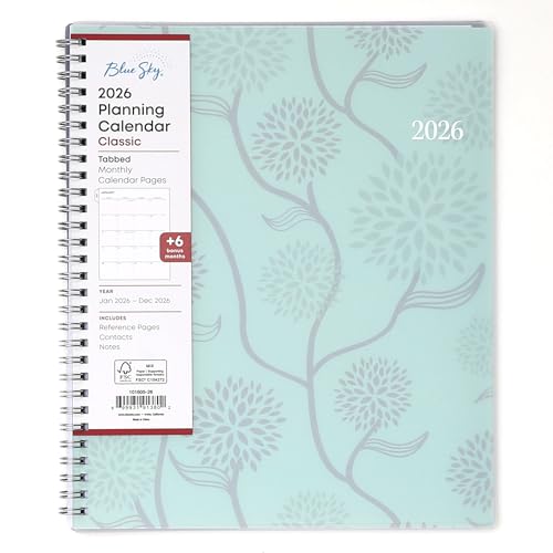 Calendrier planificateur mensuel Blue Sky 2026, 8"x10", Rue Du Flore