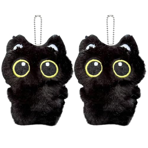 AUEFUDQ 2 Pcs Llavero de peluche de gato relleno, felpa - de peluche de dibujos animados llavero de peluche, juguete de peluche accesorios de peluche lindo peluche juguete