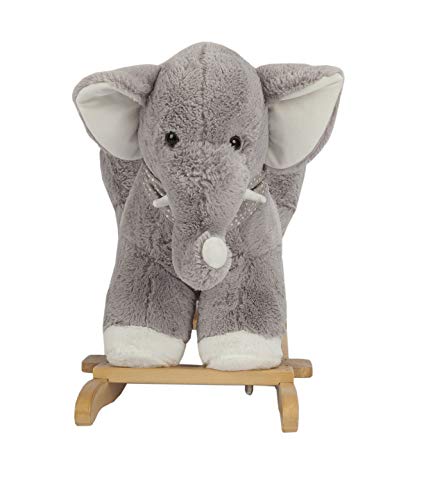 ROCK MY BABY Baby Rocking Horse Elephant with Chair, Plush Stuffed Rocking Animals,Wooden Rocking Toy Horse, Baby Rocker, Animal Ride on, Home Decor, for Girls and Boys (Gray Elephant) - Thumbnail 5