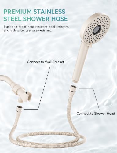 Image of Magichome Shower Head with Handheld, High Pressure 10-Spray Detachable Chrome Showerhead with Stainless Steel Hose,Matte Khaki