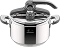 Lagostina Novia Vitamin Lagoeasy'UP Pentola a Pressione 5 L in Acciaio Inox 18/10 Ø 22 cm, Pentola Induzione e Gas, Coperchio con Apertura Facilitata, Inclusi Cestello, Ecodose e Ricettario