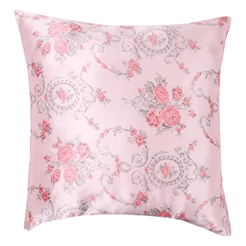 クッションカバー シルク100% 約45×45cm シルク サテン silk 絹 100% 19匁 16匁 ギフト かわいい おしゃれ 敏感肌 無地 花柄 人気 ファスナー ソファ ベッド インテリア カバー 母の日 (柄B)